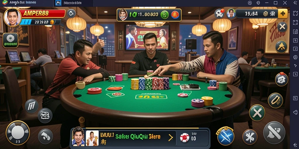 Tampilan gameplay QiuQiu yang seru dan interaktif di AMPER88.