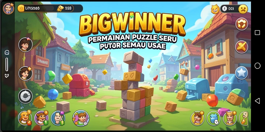 Tampilan gameplay seru dari BIGWINNER dengan tantangan Puzzle.