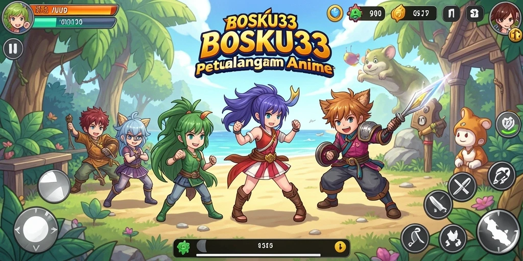 Tampilan aksi seru dari karakter Anime di BOSKU33.