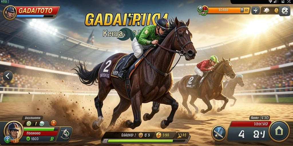 Tampilan gameplay GADAITOTO yang mendebarkan di lintasan balap.