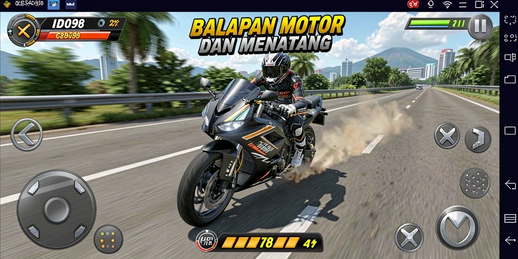 Gameplay seru dan mendebarkan di balapan motor ID098.