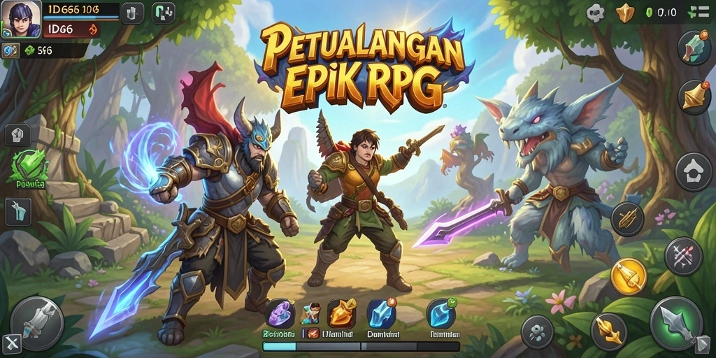 Tangkapan layar ID66 menampilkan aksi RPG yang menegangkan di dunia fantasi.