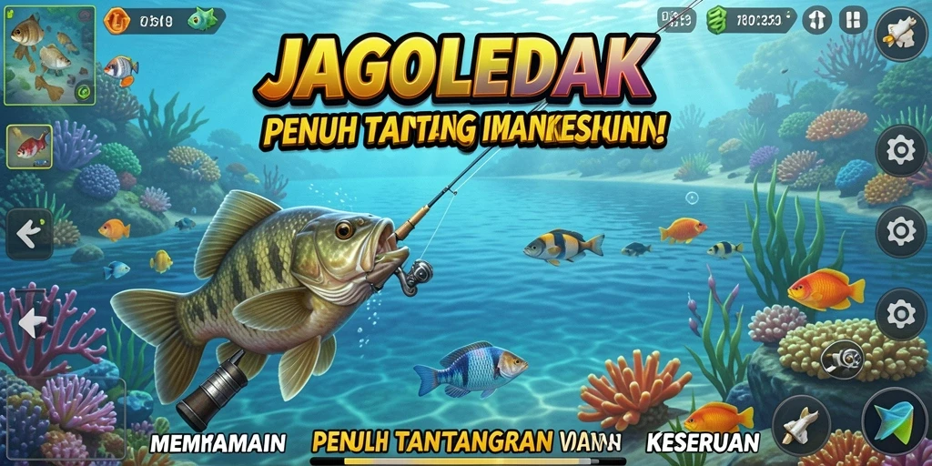 Tampilan gameplay JAGOLEDAK yang mendebarkan saat memancing.