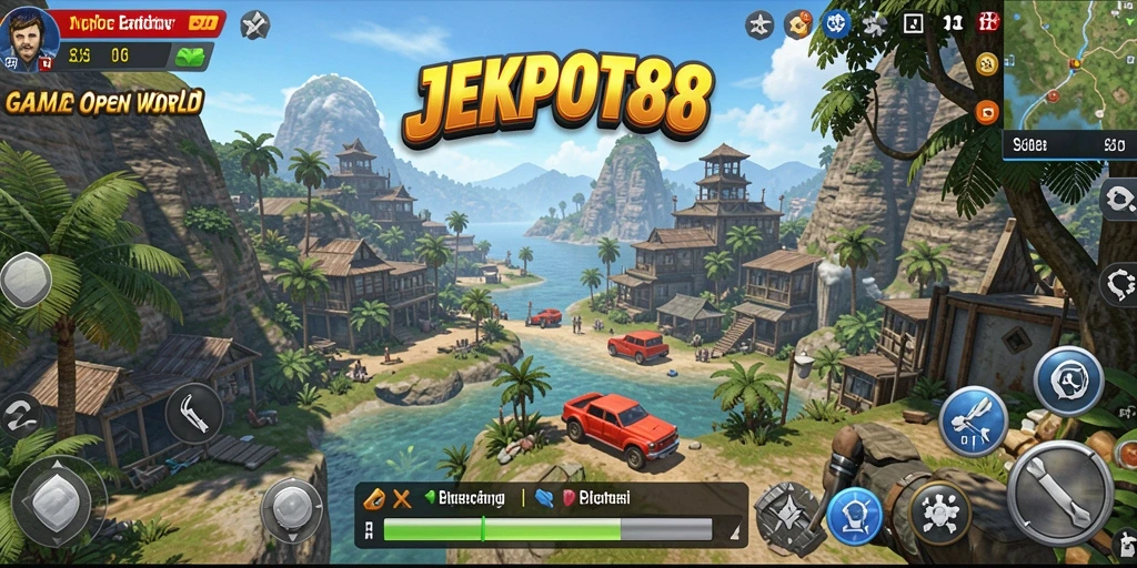 Tampilan gameplay eksplorasi dalam dunia JEKPOT88 yang menakjubkan.