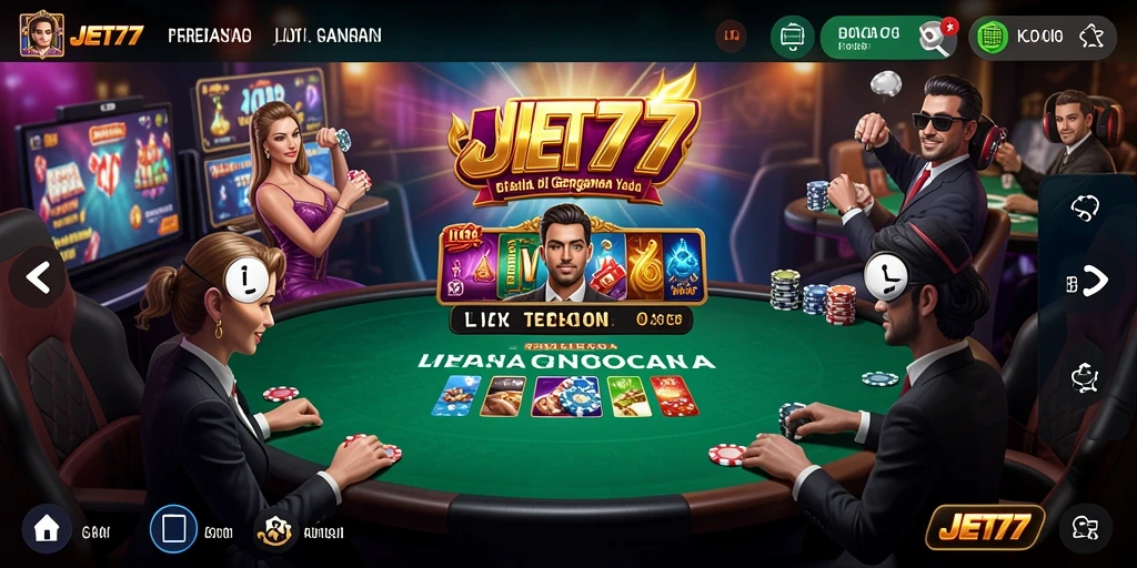 Tampilan gameplay Live Casino JET77 yang mendebarkan dan interaktif.