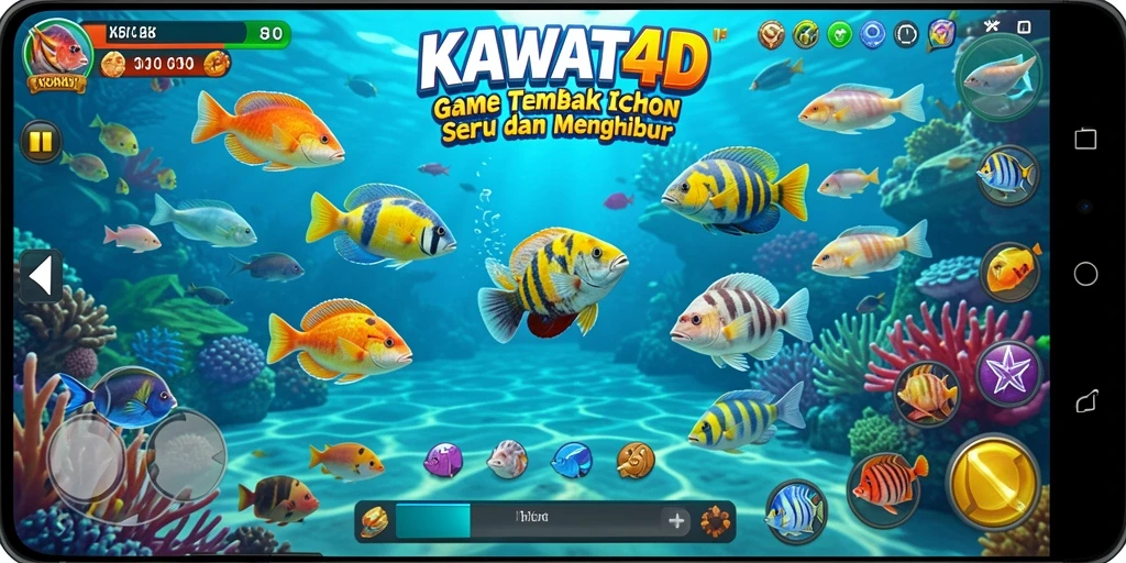Screenshot game KAWAT4D menampilkan aksi menangkap ikan yang menegangkan.