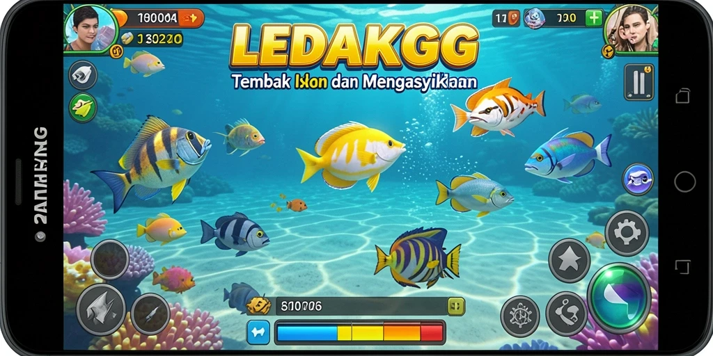 Gameplay seru menembak ikan berwarna-warni di LEDAKGG.