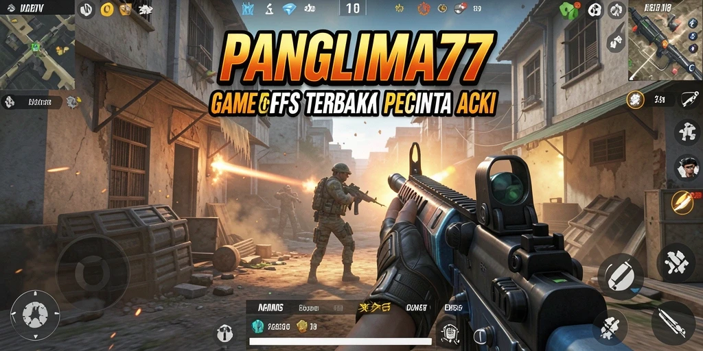 Screenshot dari pertempuran intens dalam gameplay FPS PANGLIMA77.