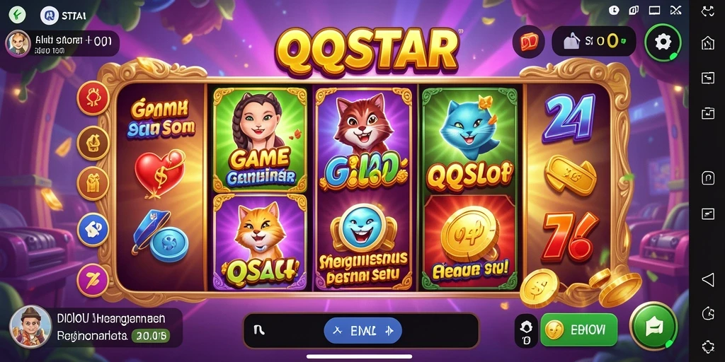 Screenshot gameplay QQSTAR yang mendebarkan dengan berbagai tema Slot.
