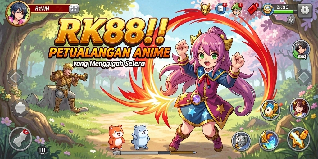 Tampilan gameplay yang menegangkan dengan karakter anime
