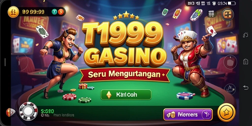 Tampilan menarik saat bermain T9999 dengan tema kasino yang seru.
