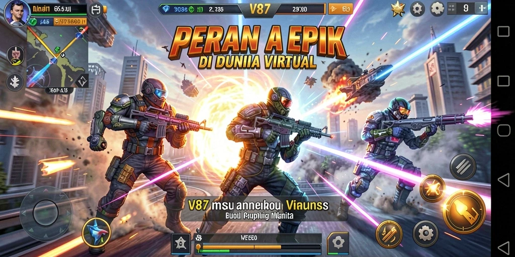 Tampilan gameplay V87 yang penuh aksi dan seru.