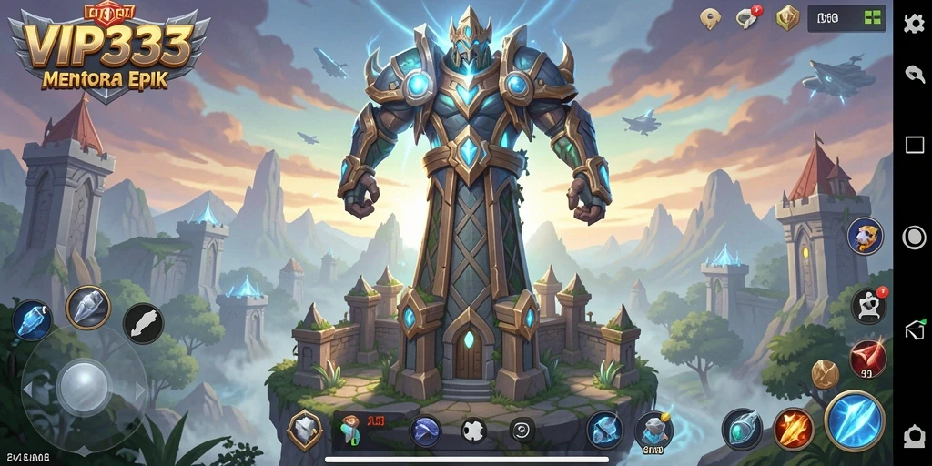 Screenshot menunjukkan aksi strategi menara dalam gameplay Tower Defense.