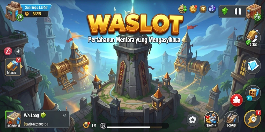 Tampilan gameplay WASLOT dengan menara yang siap mempertahankan wilayah.